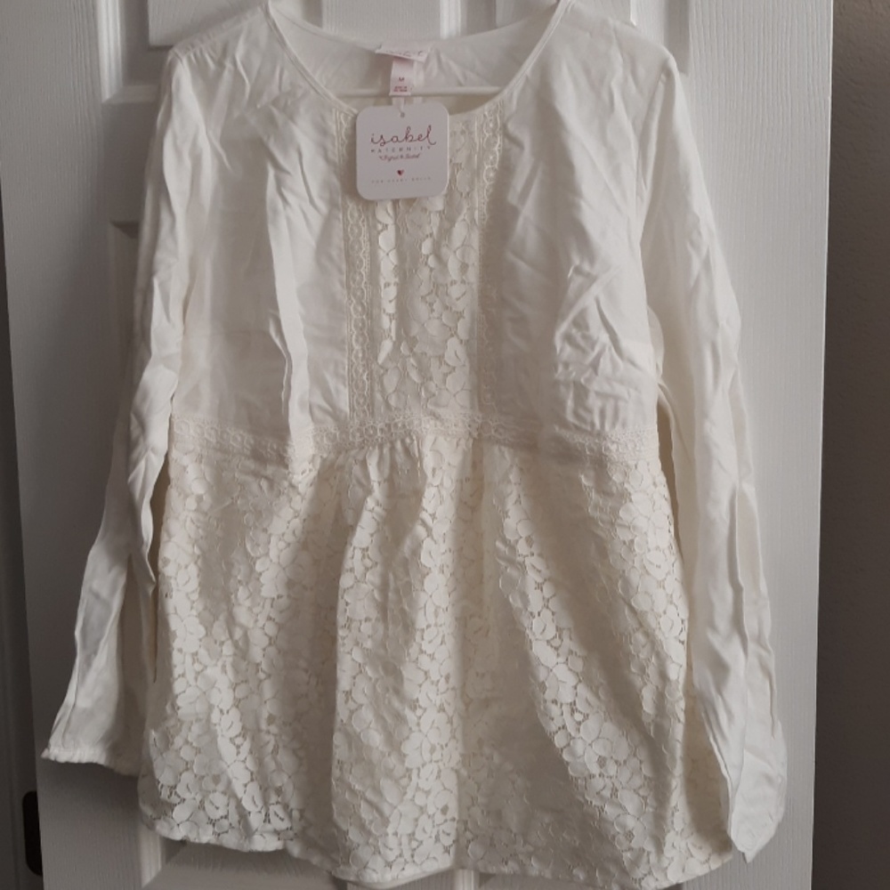 Isabel Maternity lace baby doll top NWT